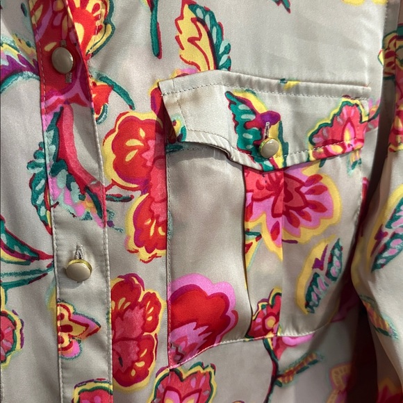 Jones New York woman camel Floral silky Blouse - Picture 4 of 8